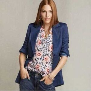 CABI Sunset Kiss Navy Windowpane Ponte Blazer Sz 8